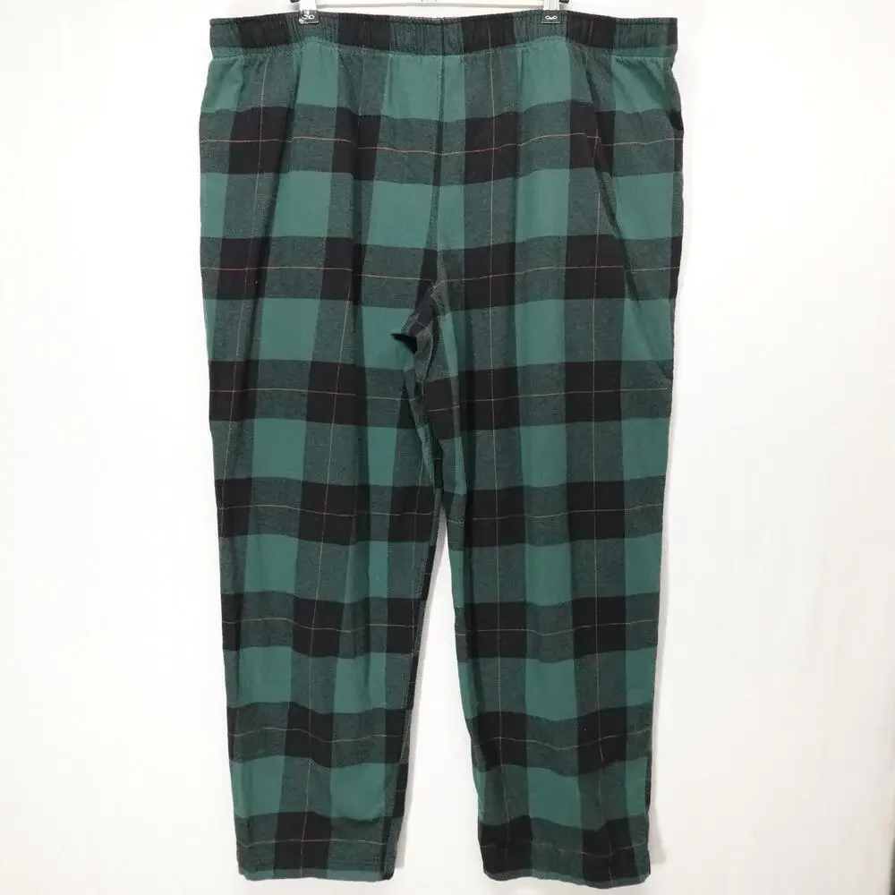 Eddie Bauer Lounge Pants Mens 2XL Green Plaid Flannel Drawstring Pajama